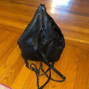 Small Leather Backpack, chain straps